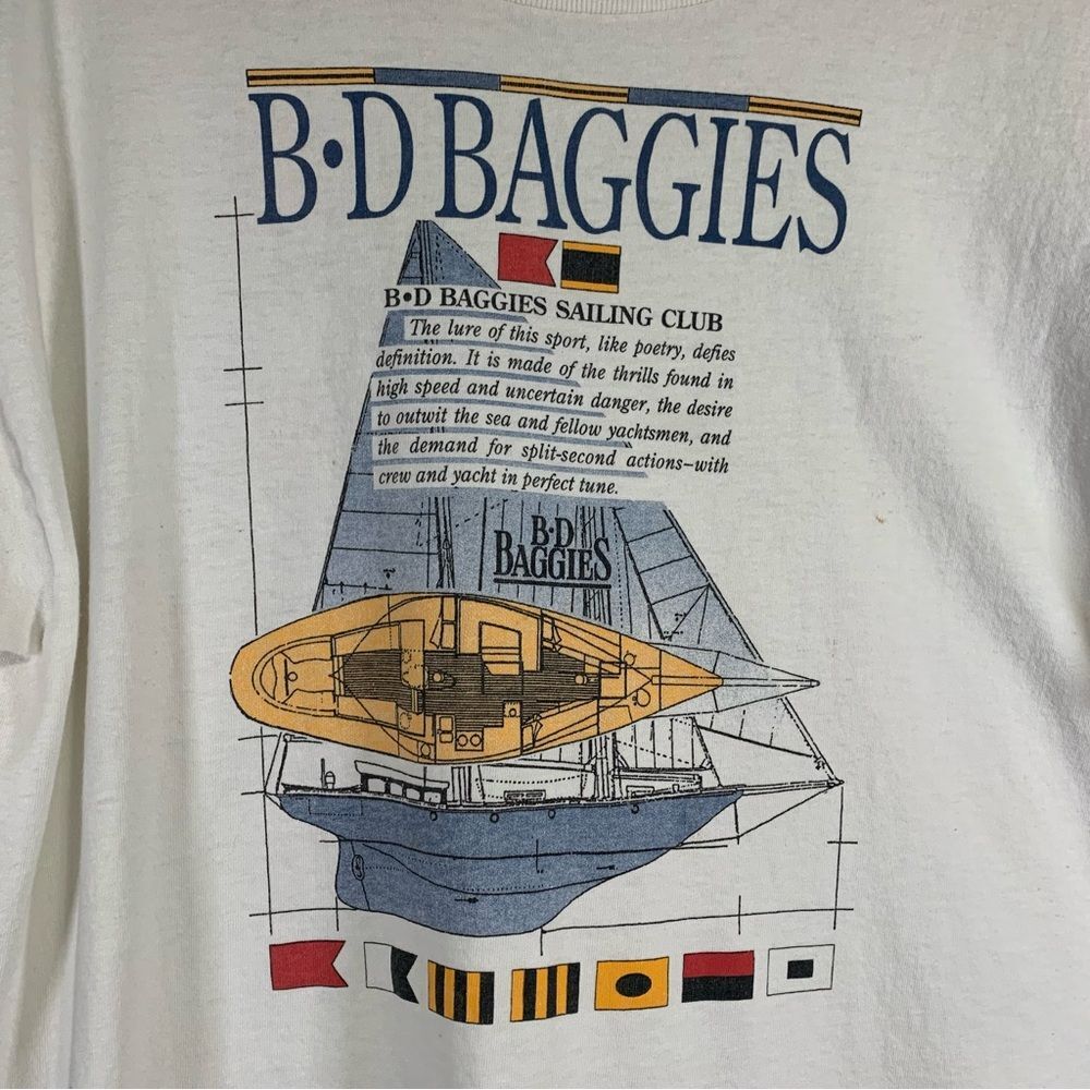 BD BAGGIES Vintage Gym Baggs Sailing Club Flags T Shirt USA Single Stich Med - Picture 2 of 12